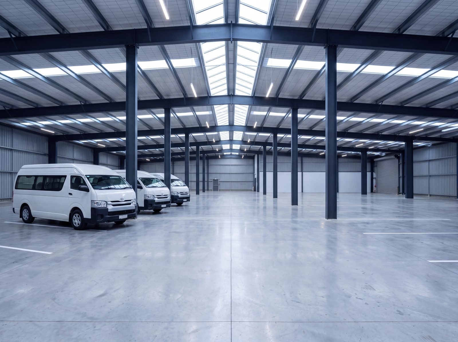 White Toyota Hiace vans